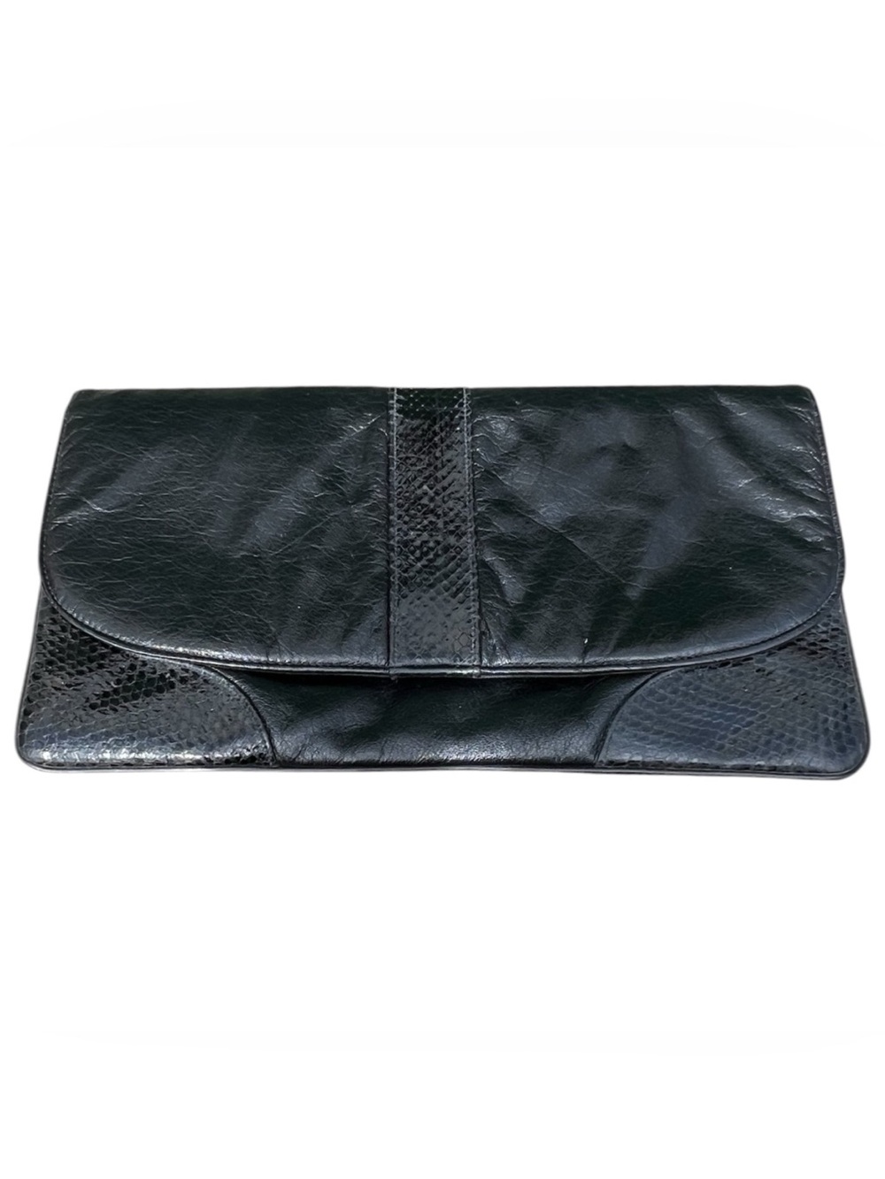Lesco Lona vintage black leather and snake envelope style clutch bag